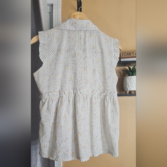 KIMCHI BLUE Cottagecore Polka Dot Floral Stripe Ruffle High Waist Pockets Top - Picture 3 of 3